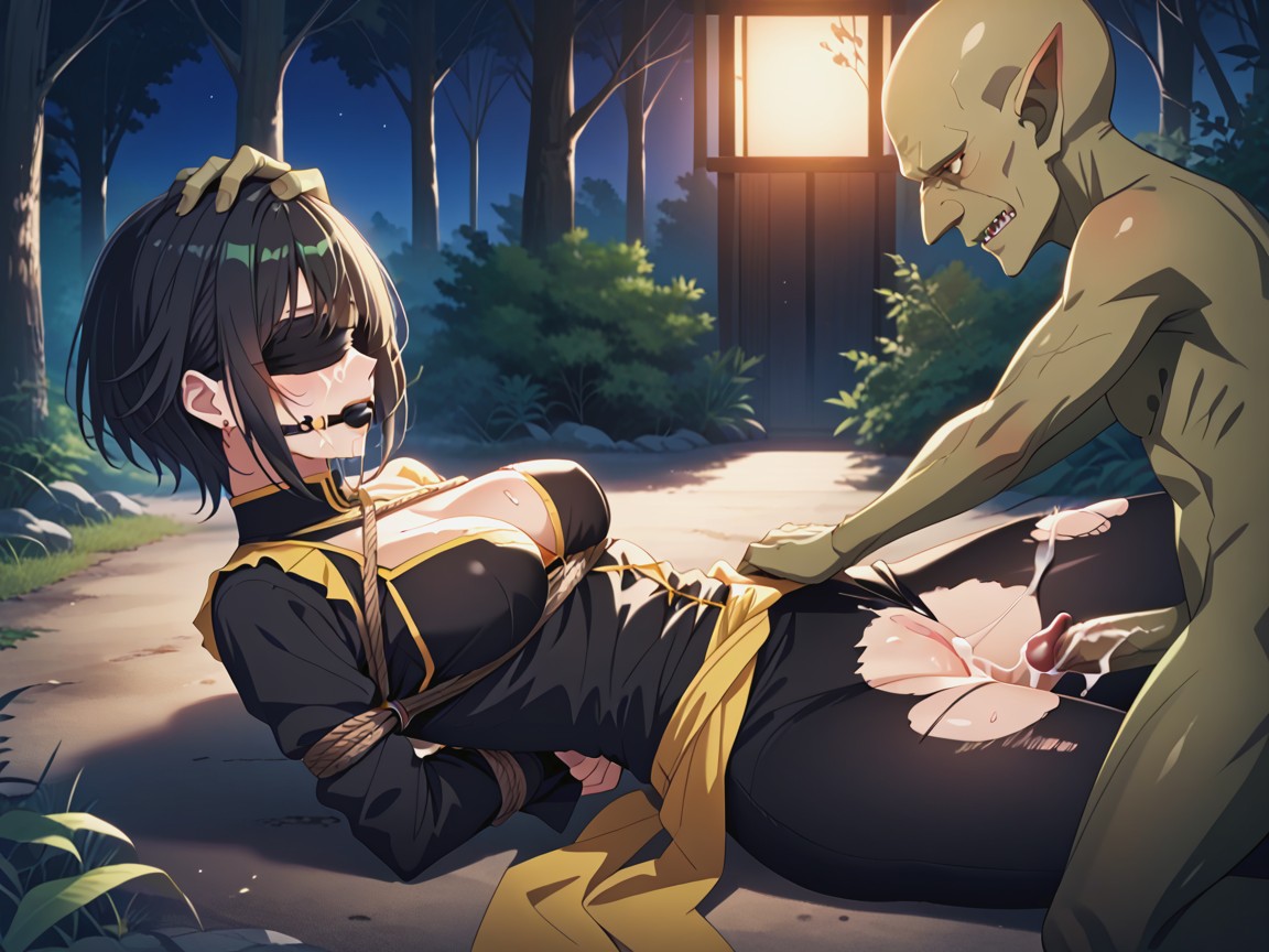 Green Skinned Male Goblin, Skinny, Taller Female Hentai AI Porn