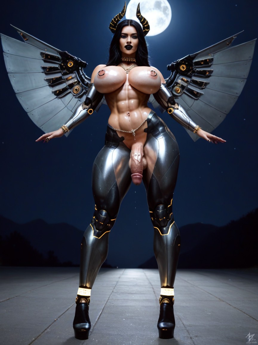 Galaxy, Metal Necklace, Full Metal Breast Shemale AI Porn