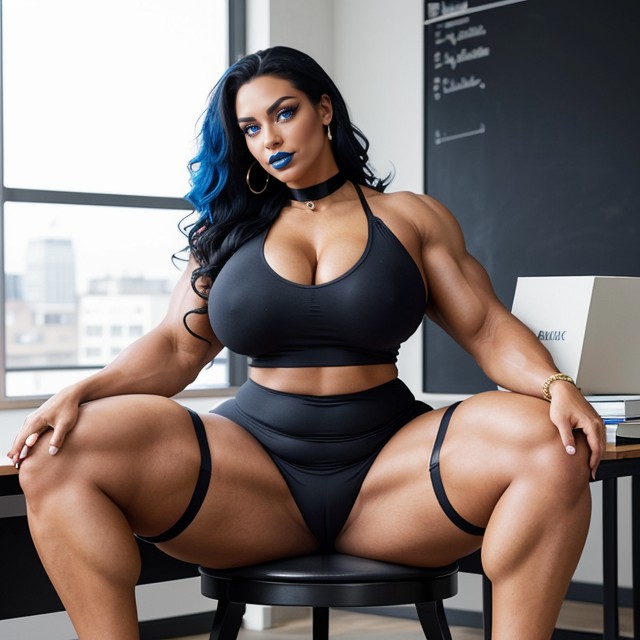 Goth Bimbo, Black Mascara, Gigantic Steroid Quadriceps AI Porn