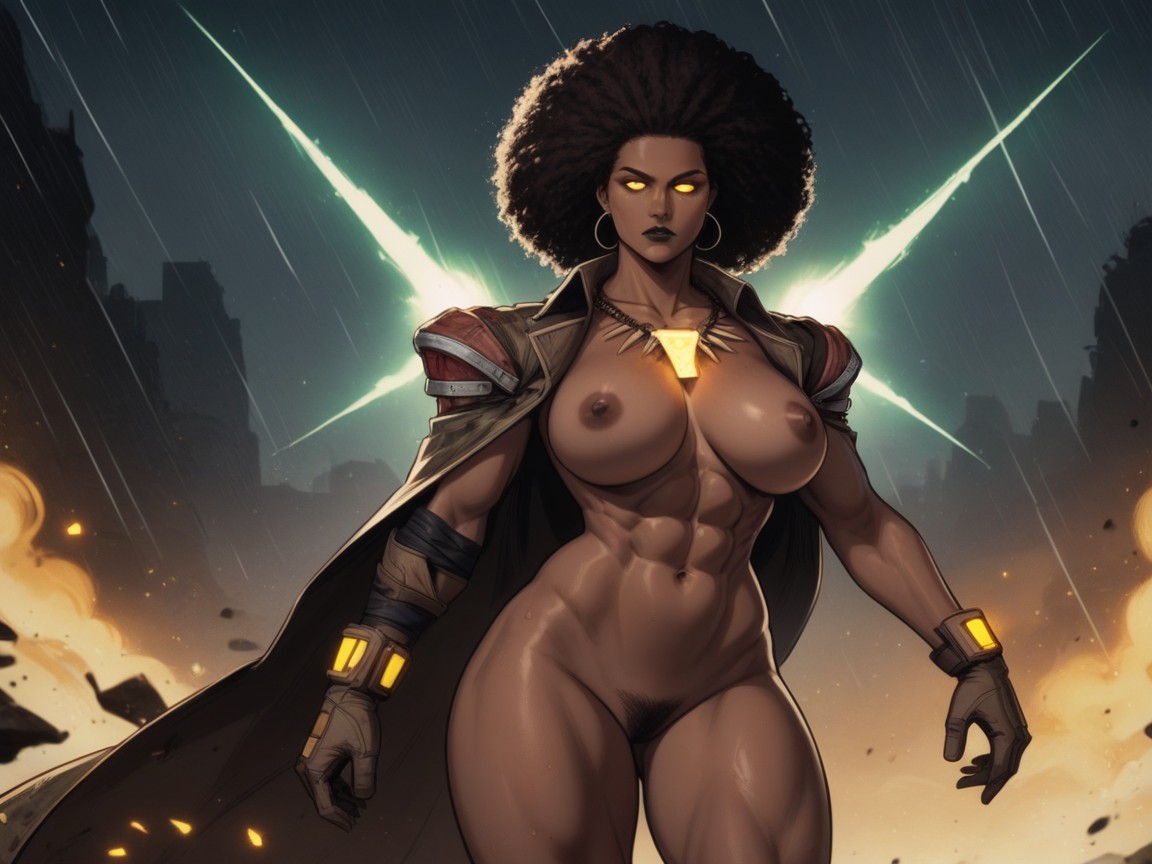 Afro, Dark Lipstick, Gigantic Armored Glove Porno latina IA