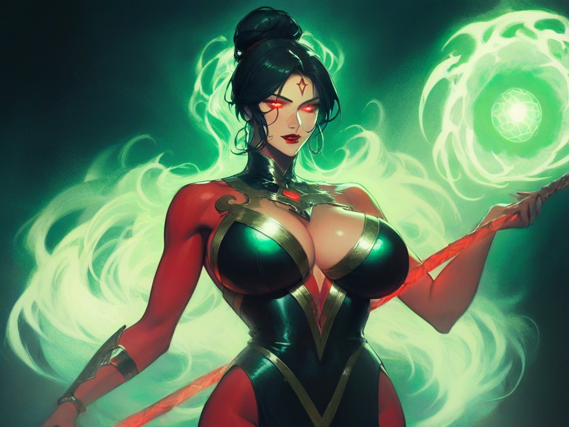 Focus On Staff, High Contrast Colors, Latina AI Porn