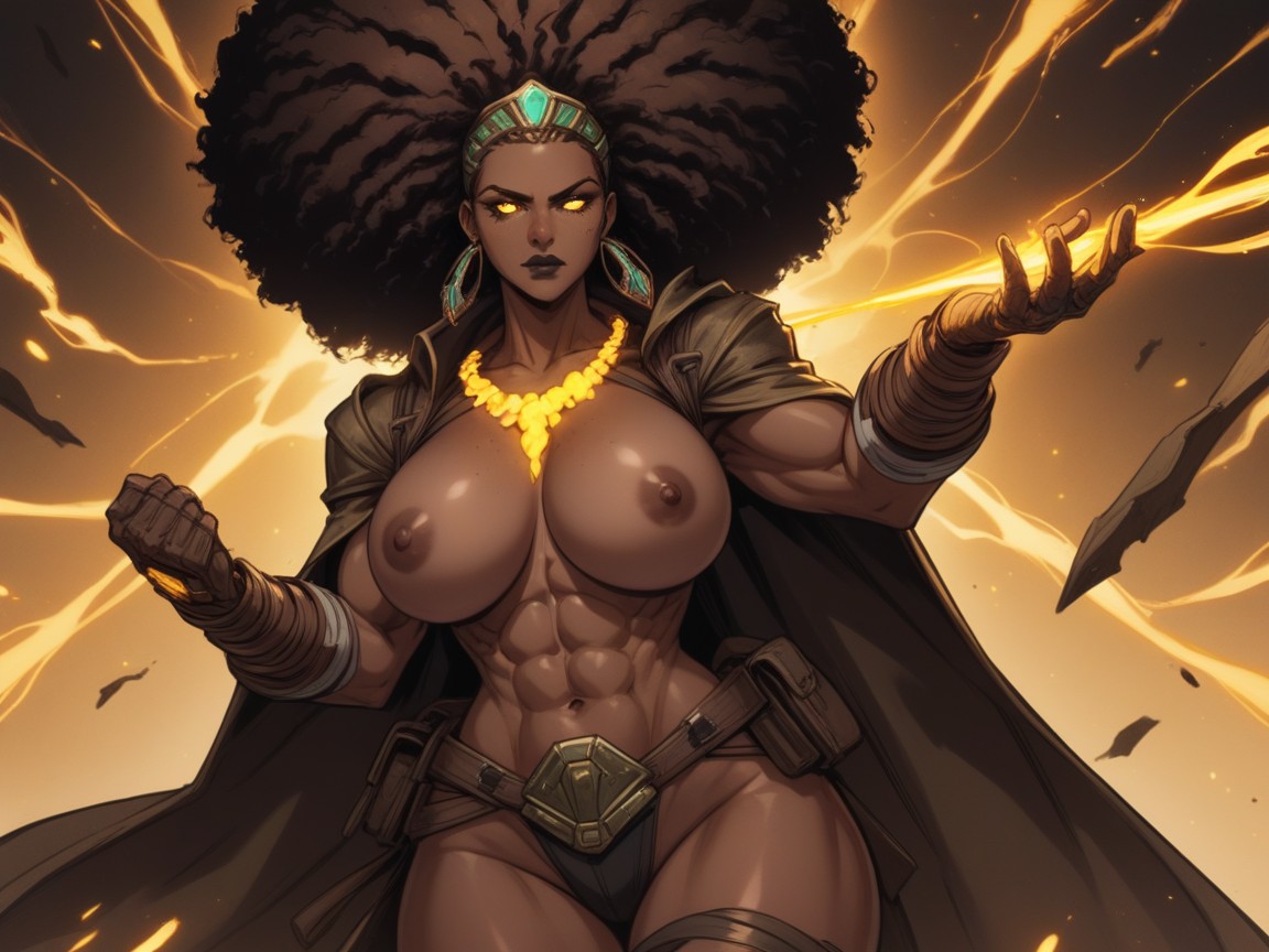 Afro, Massive Firm Breasts, Ojos Brillantes Porno latina IA