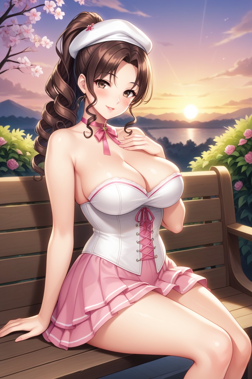 Side View, Curly, Medium Perky Breasts Hentai AI Porn