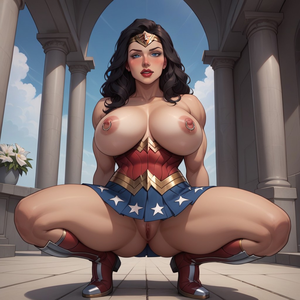 Blue Skirt, De Abajo Hacia Arriba, Exposed Breasts Hentai IA