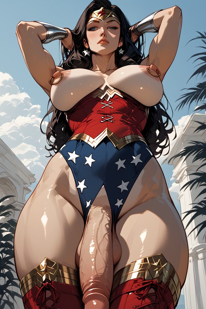 Wonder Woman Corset, D Art Style, Thigh High Red Boots Shemale AI Porn