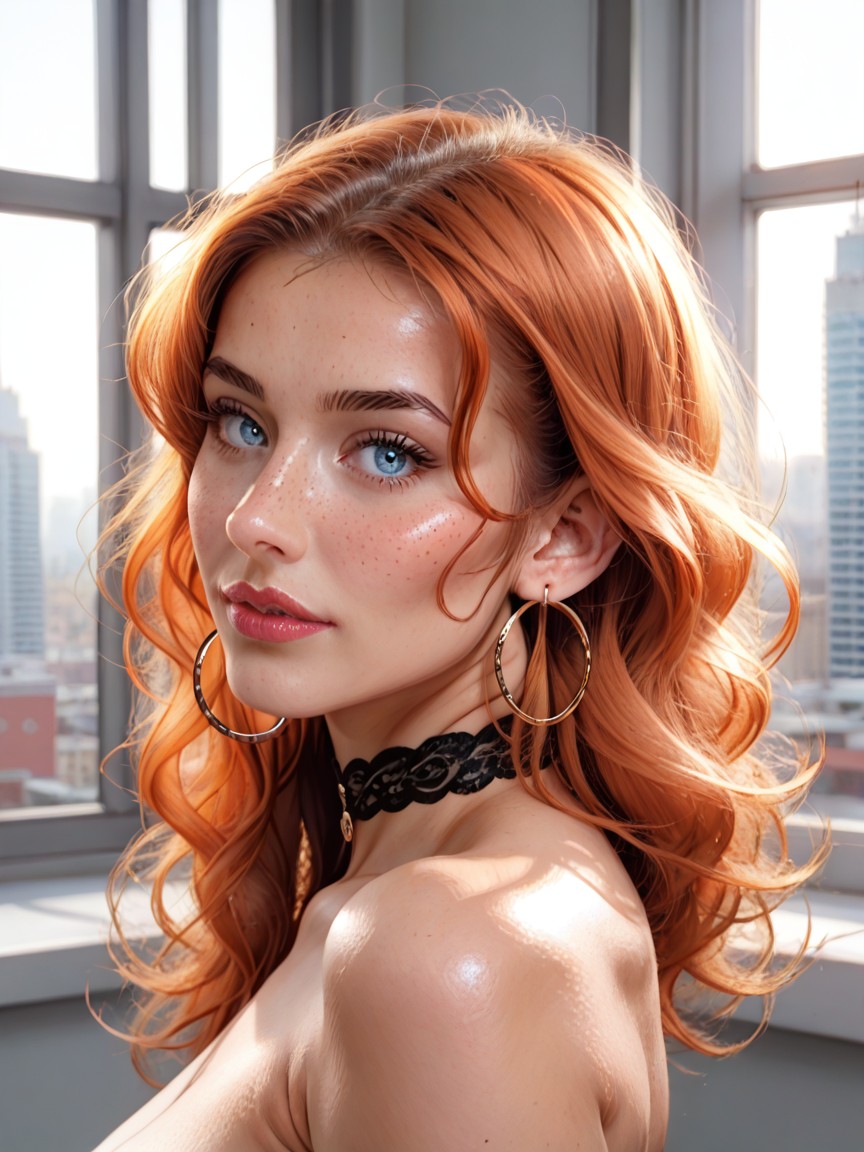 Shiny Skin, Blue Eyes, Penthouse AI Porn