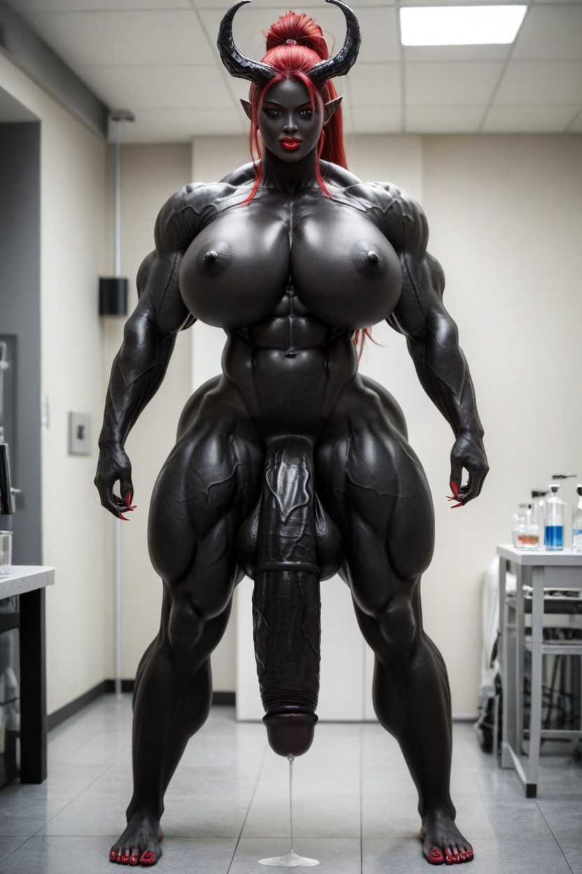 Bodybuilder, Red Nail, Venom Futanari Shemale AI Porn