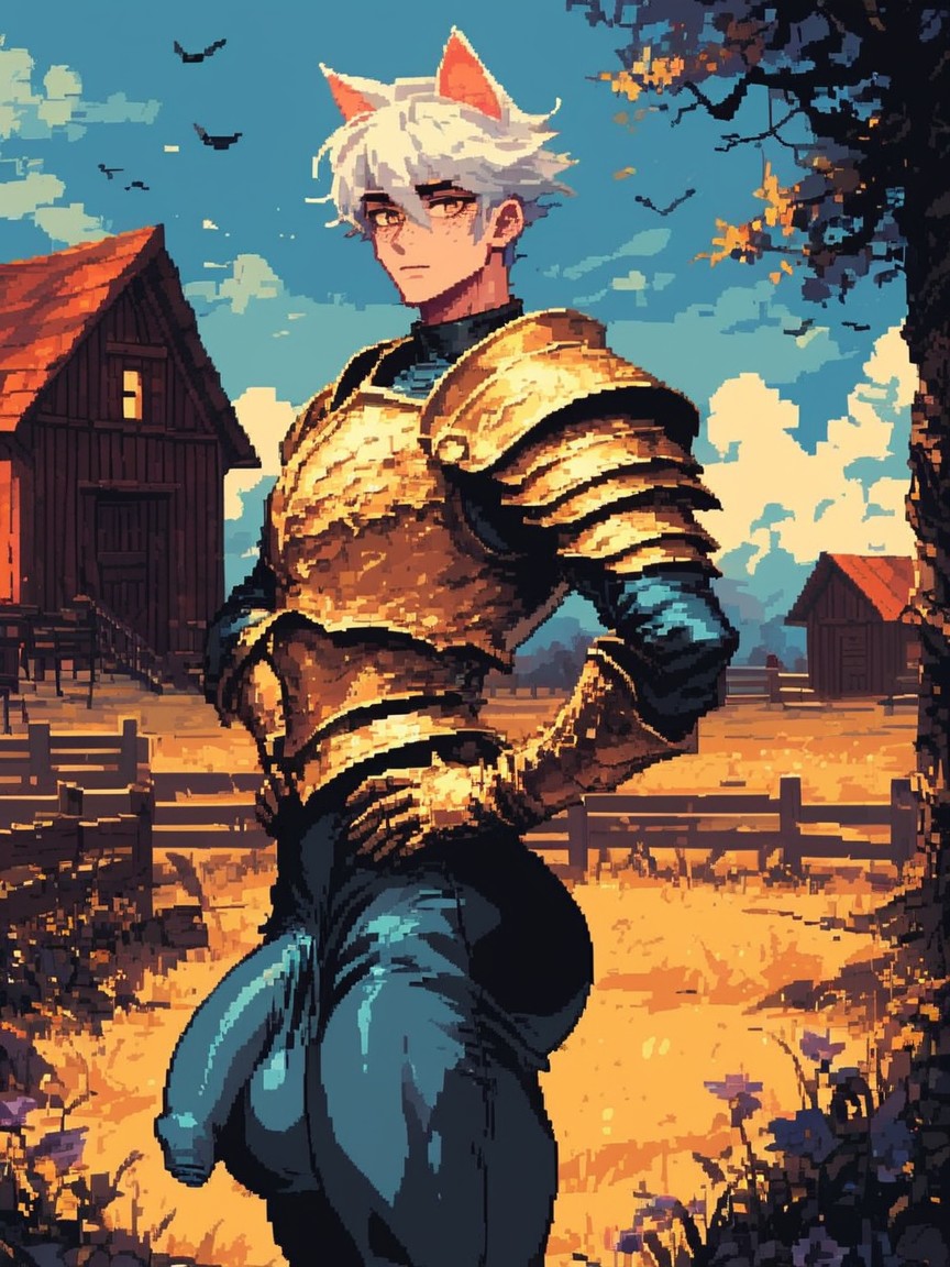 Side View, Freckles On Nose, Black Leather Medieval Clothes AI Gay Porn