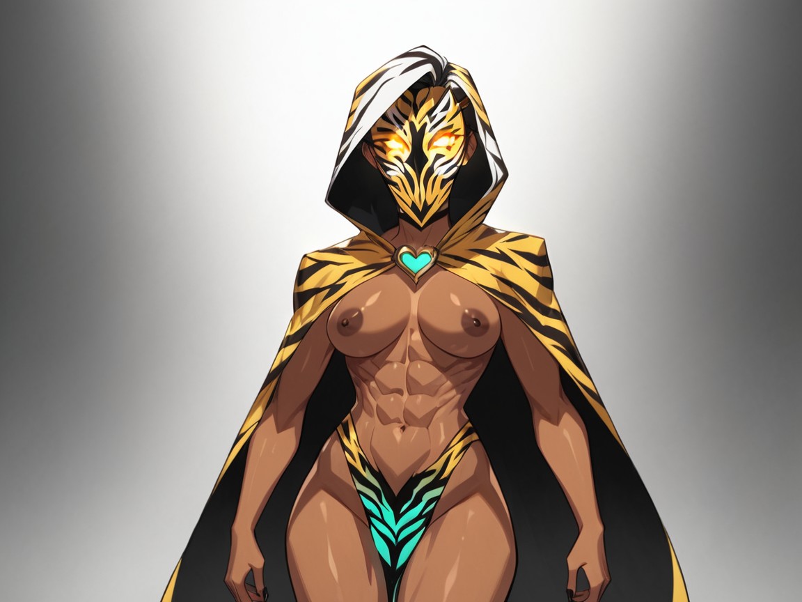 Squared Shoulders, Mask Glow, Love Hearts Latina AI Porn