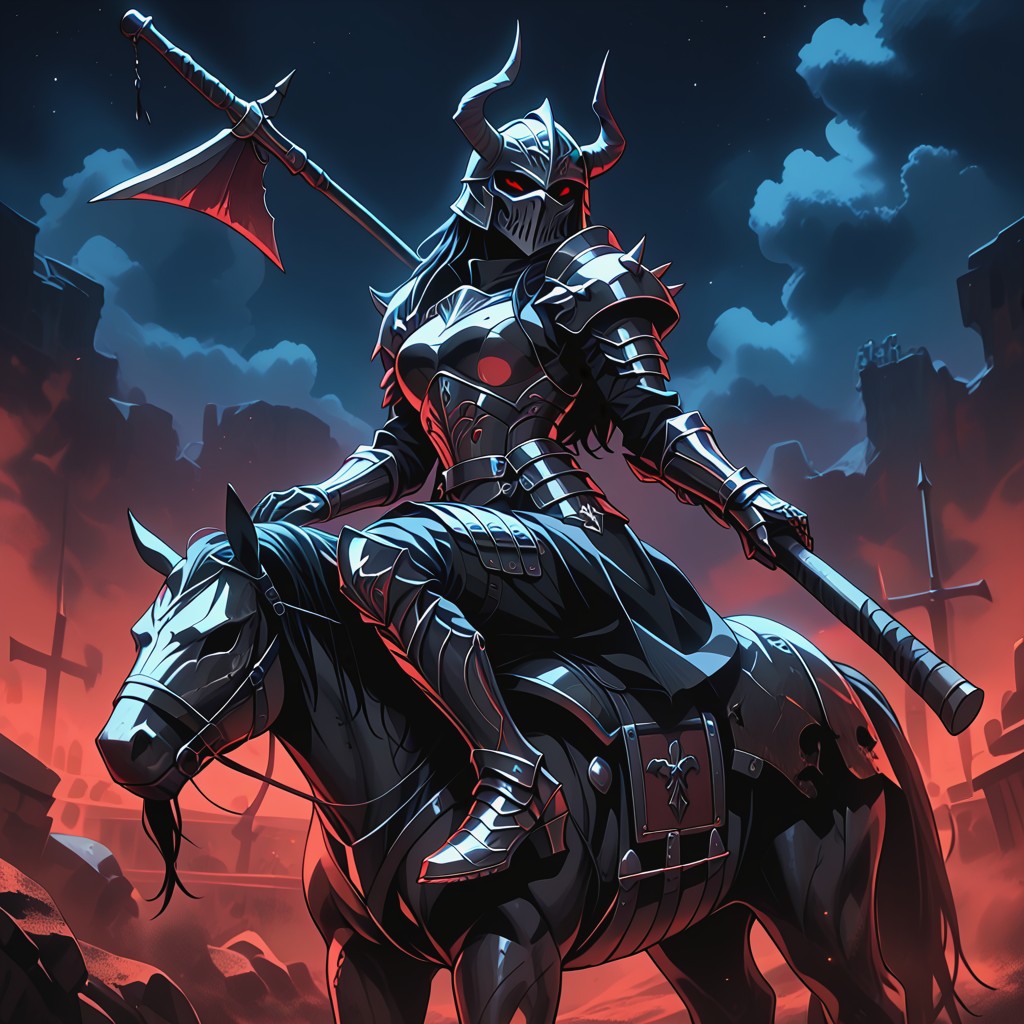 Chestplate Displaying The Symbol Of The Calamity, Wielding A Massive Axe, Gauntlets AI Porn