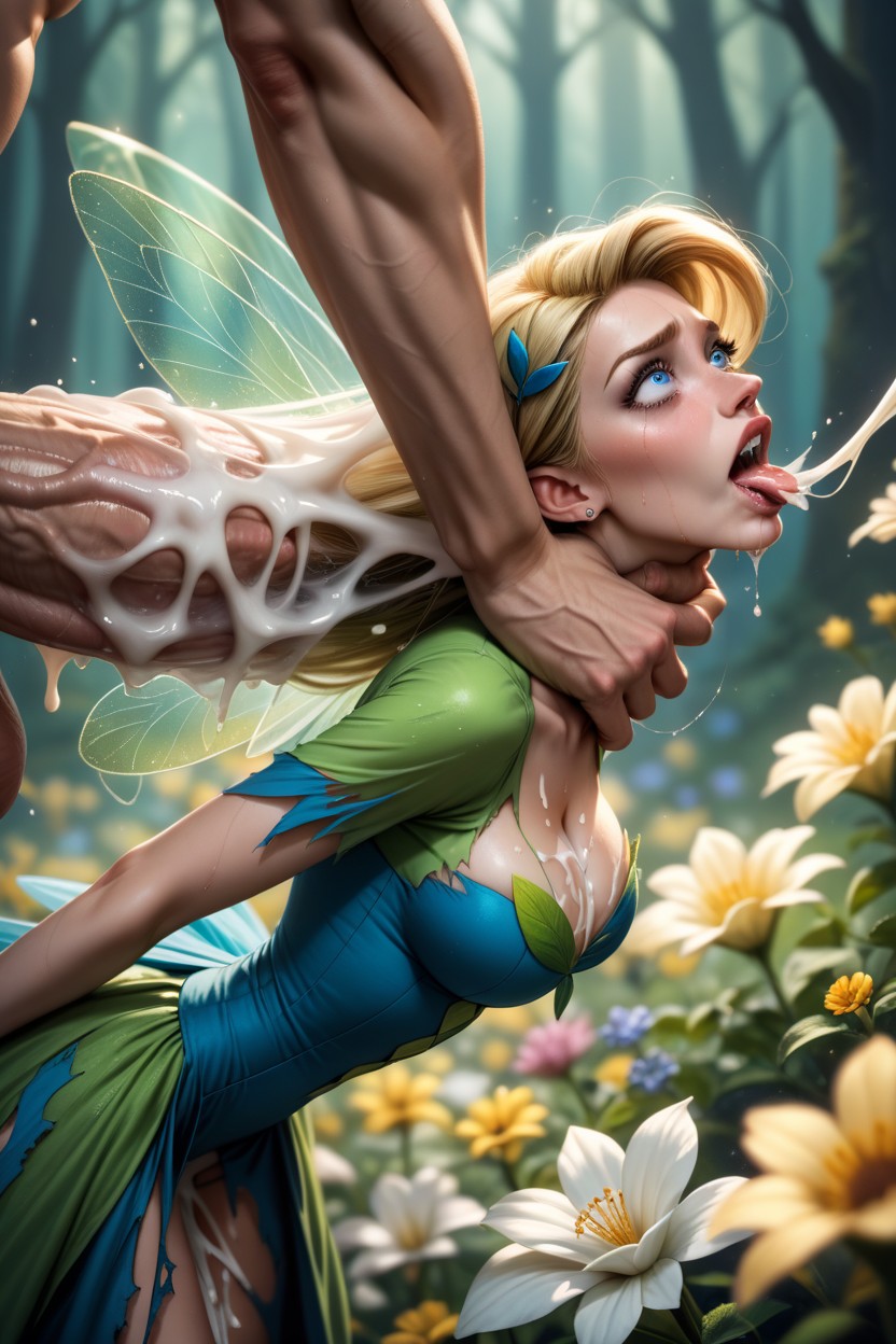 Shocked, Blonde Hair, Meadow With Flowers AI Porn