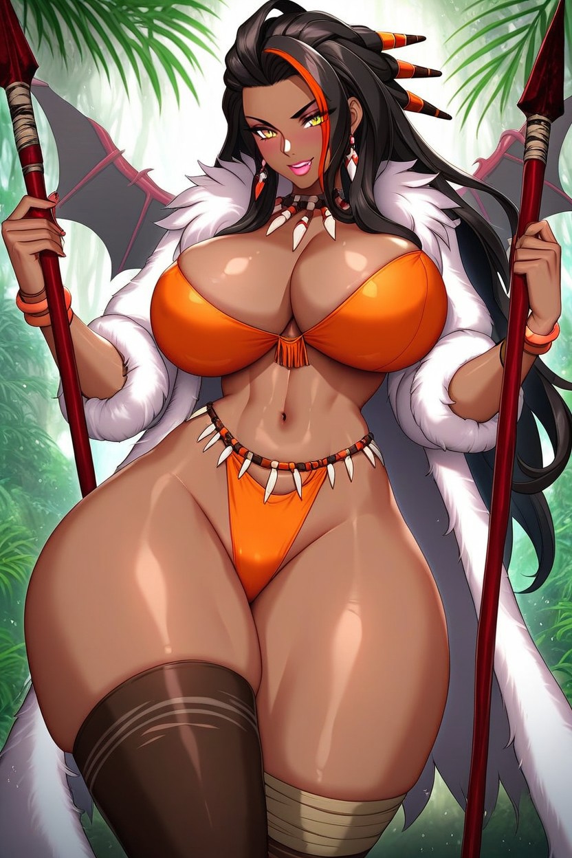 Jungle, Lipstick, White Fur Coat Latina AI Porn