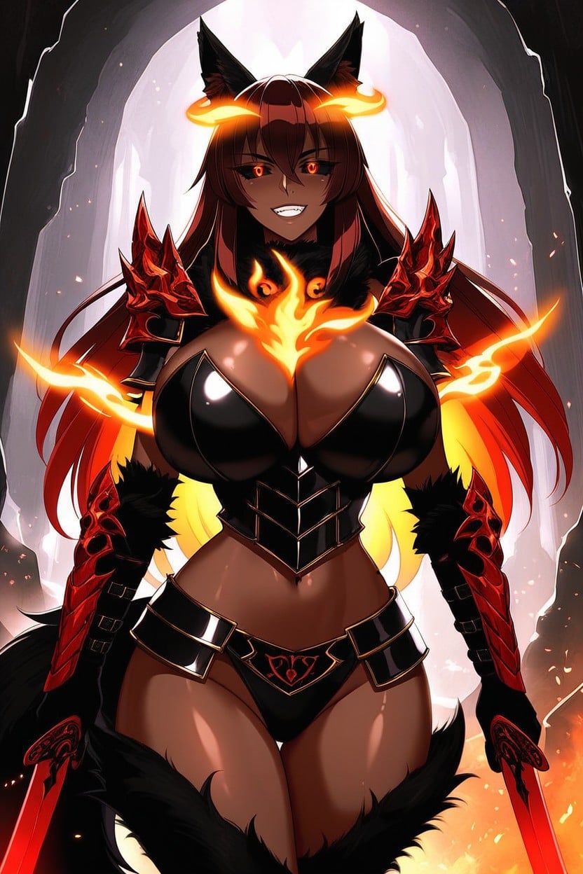 Glowing Eyes, Dark Brown Skin, Black Sclera Porno IA Ebony