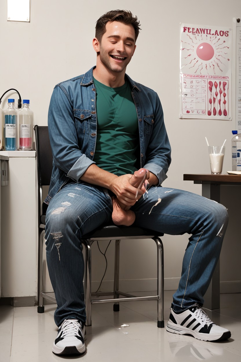 Cum On Jeans, Penis Out, Masturbation AI Gay Porn