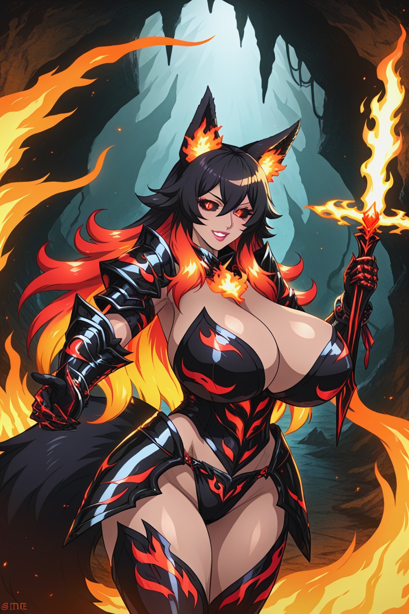 Huge Breasts, Fiery Forearms, Fiery Hair Hentai IA