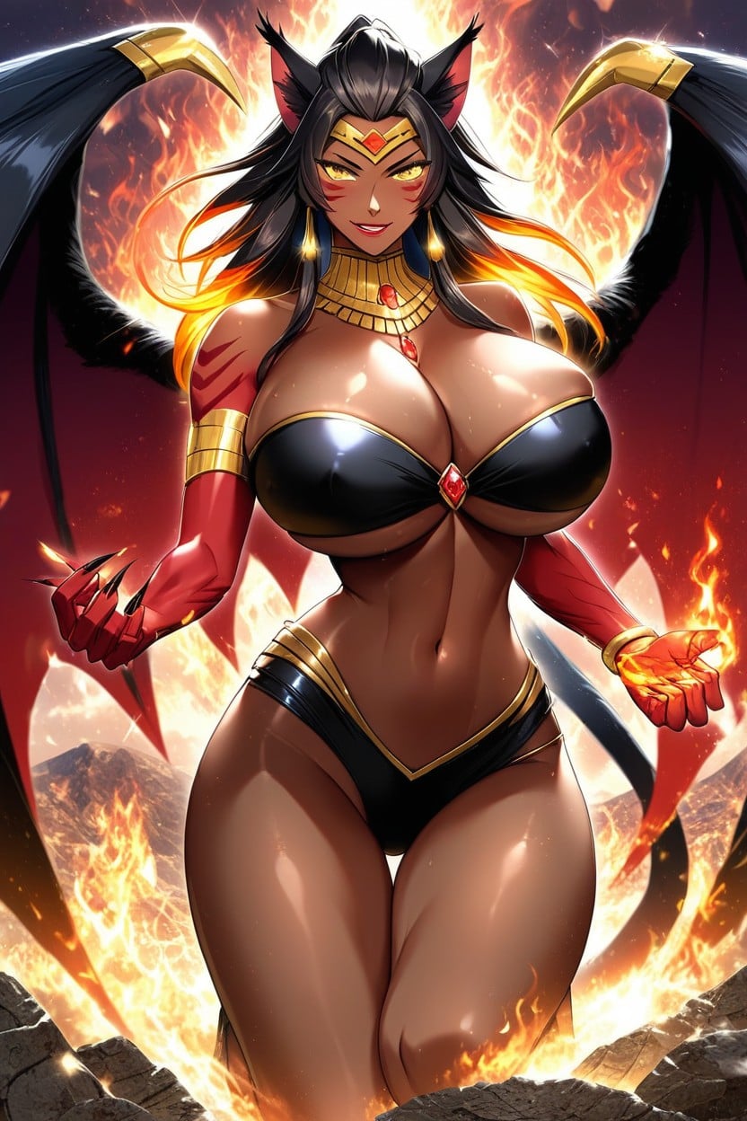 Colossal Claws, Wide Hips, Multi Colored Hair Ebony AI Porn