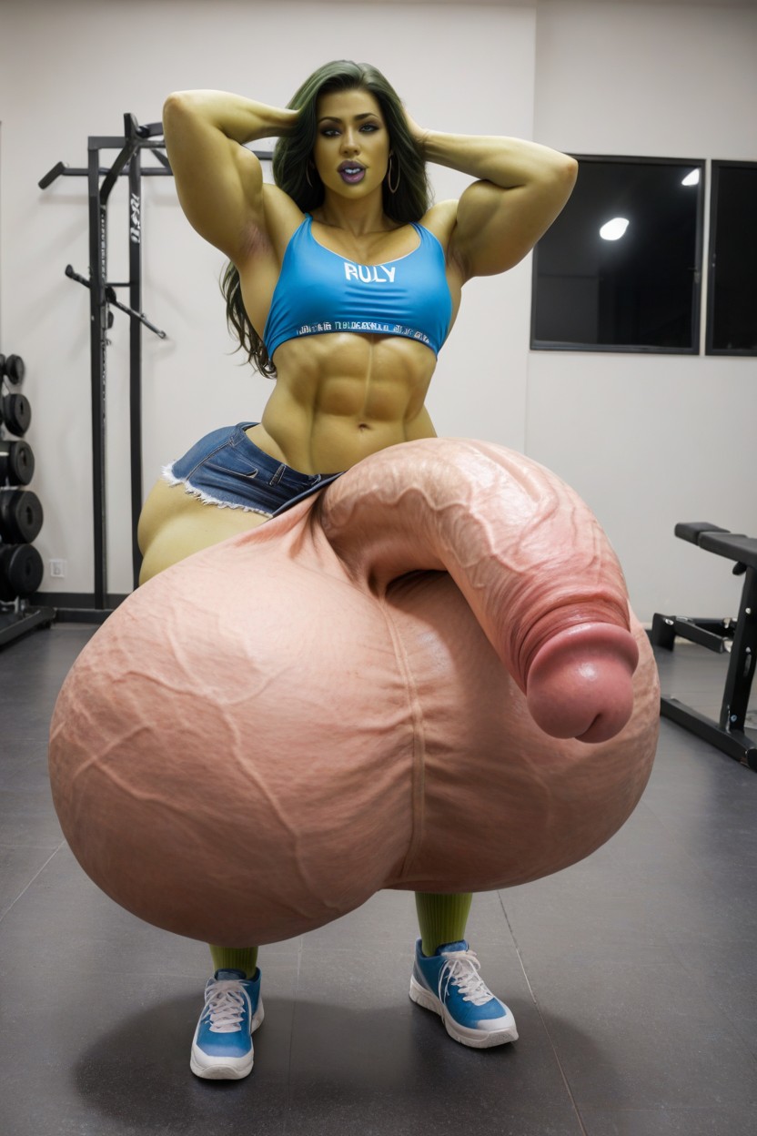 Most Exaggerated Biggest Penis, Balls Are Big Enough To Touch The Floor, Bimbo Shemale AI Porn