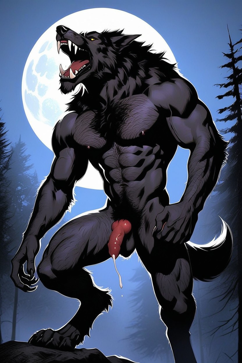 Open Mouth, Small, Large Hairy Upper Body With Fluffy Chest Hair AI Gay Porn