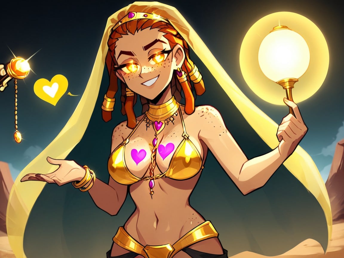 Woman In Veil Partially Exposed, Rounded Torso, Arcane Desert Background Porno IA Latina