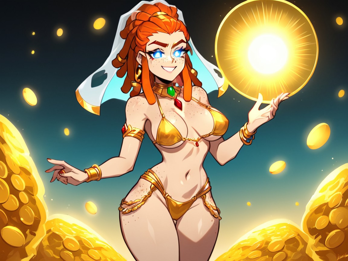 Glowing Eyes, Pretty Face, Golden Dust Cloud Latina AI Porn