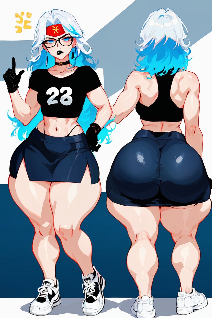Blue Hair Tips, 18+, Black Lipstick AI Porn