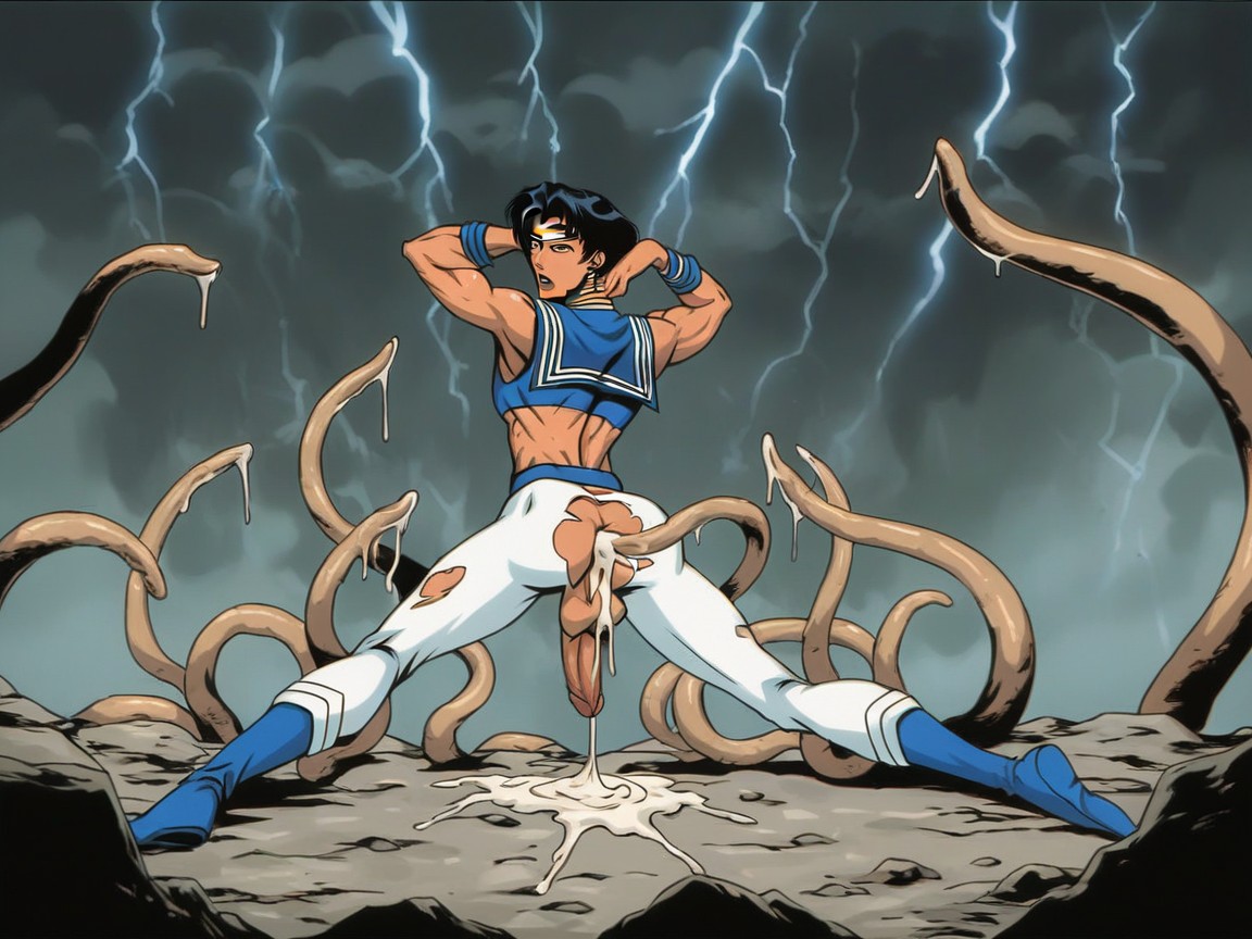 Cave, Asshole Widely Stretched, Striking Pose AI Gay Porn