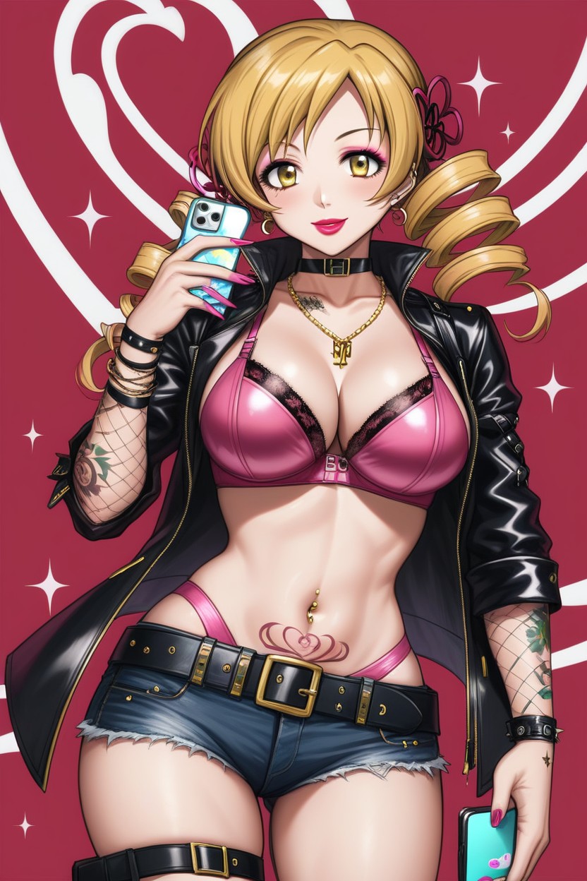 Eyeshadow, Gyaru, Black Leather Jeans Hentai AI Porn