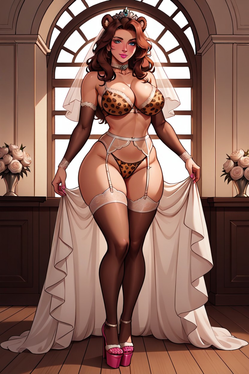Camel Toe, Bear Fur Suit, Pink Eye Shadow Furry AI Porn