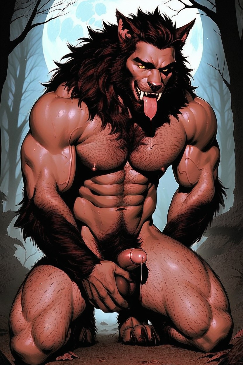 Werewolf Is Licking The White Male, The Werewolf’ Naked Body On Full Display, Small AI Gay Porn