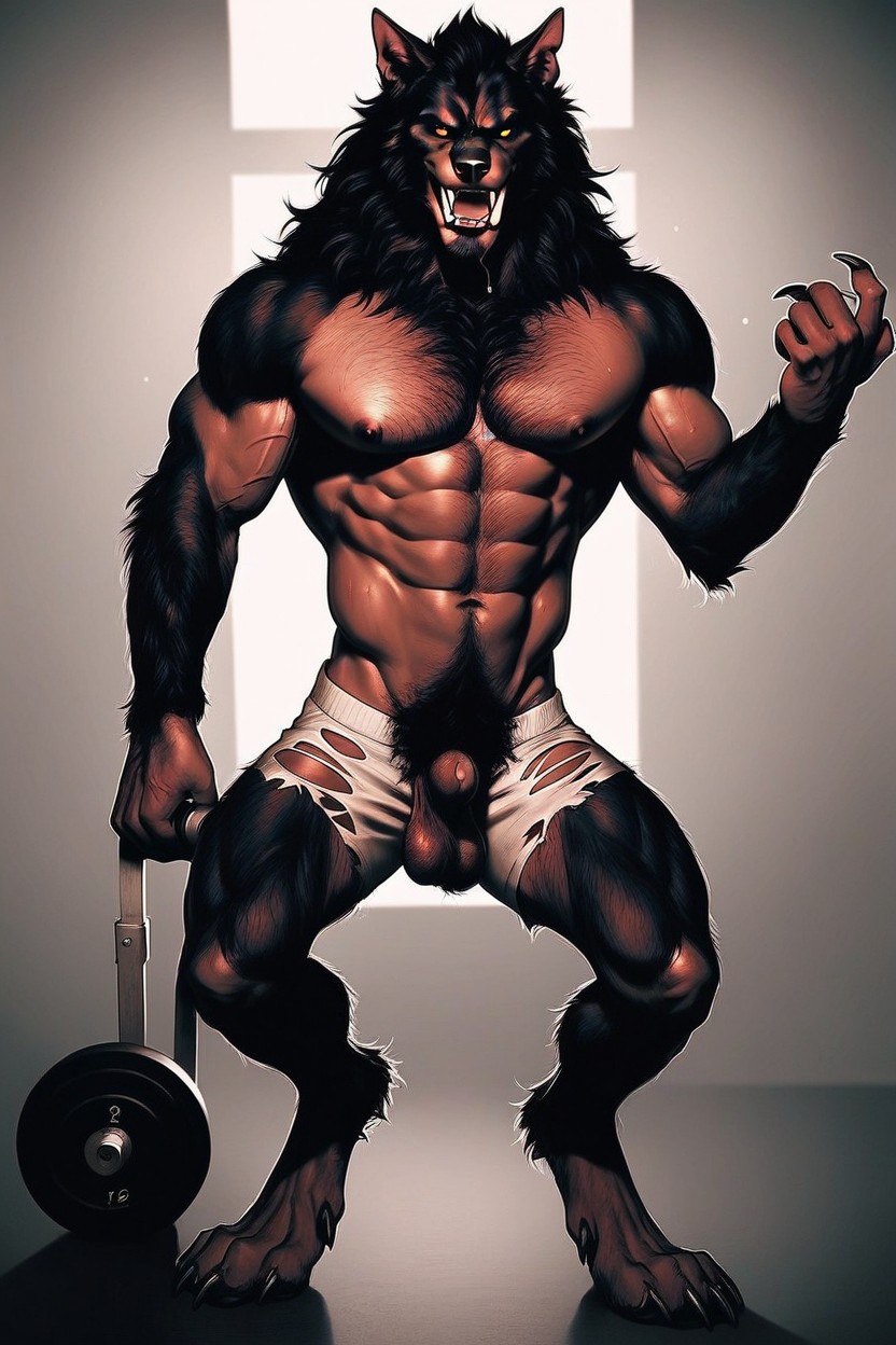 Sharp Teeth, A Highly Detailed Photorealistic Drawing Of Werewolf, Huge Claw Hands Porno IA Gay