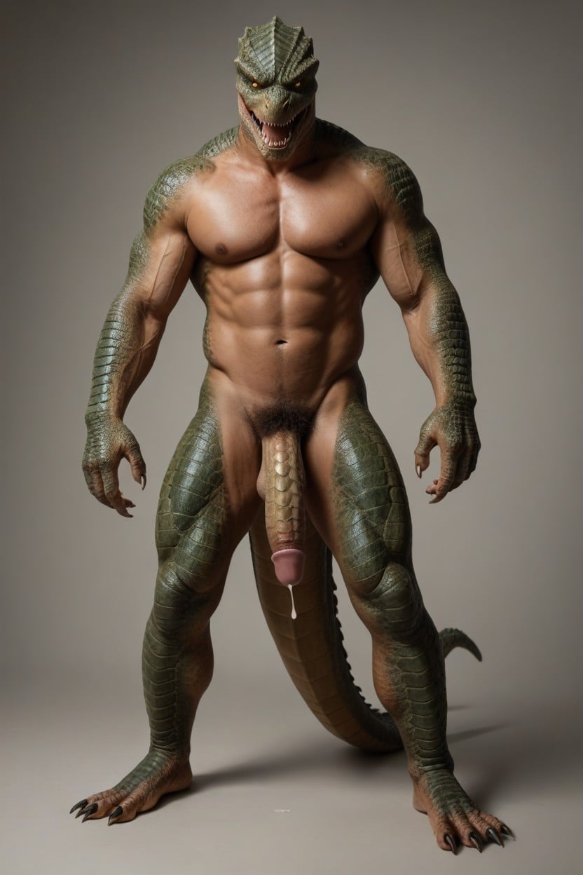 Full-body Full-view, Inspired By The Amazing Spider-man's Lizard, Ridged And Veined Shaft Covered In Fine Glistening Scales AI Gay Porn