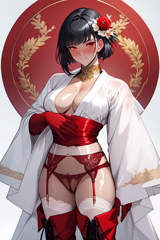 25+, Lacy Red Panties, White Robe Hentai AI Porn