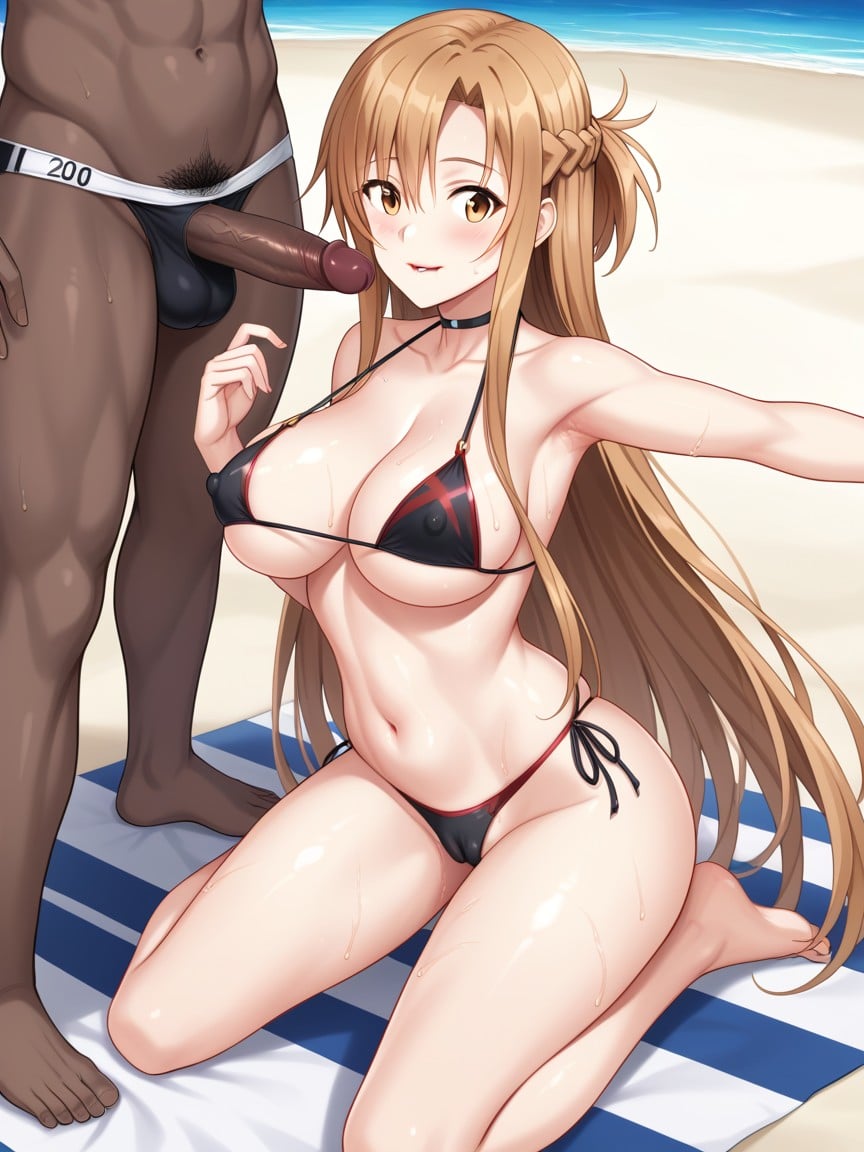 Bikini, Pink Nipple, Asuna Yuuki And Kirito From Sword Art Online AI Porn