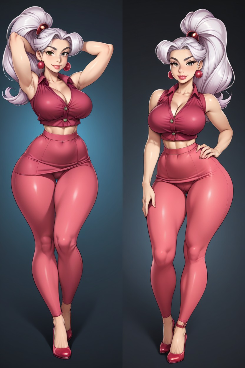 Disney Style, Leaning Forward With Cleavage Exposed, Sweet Face AI Porn