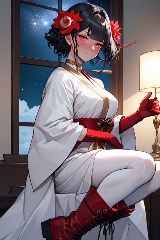Red Ribbons, Detailed Eyes, Full-face Blush Hentai AI Porn