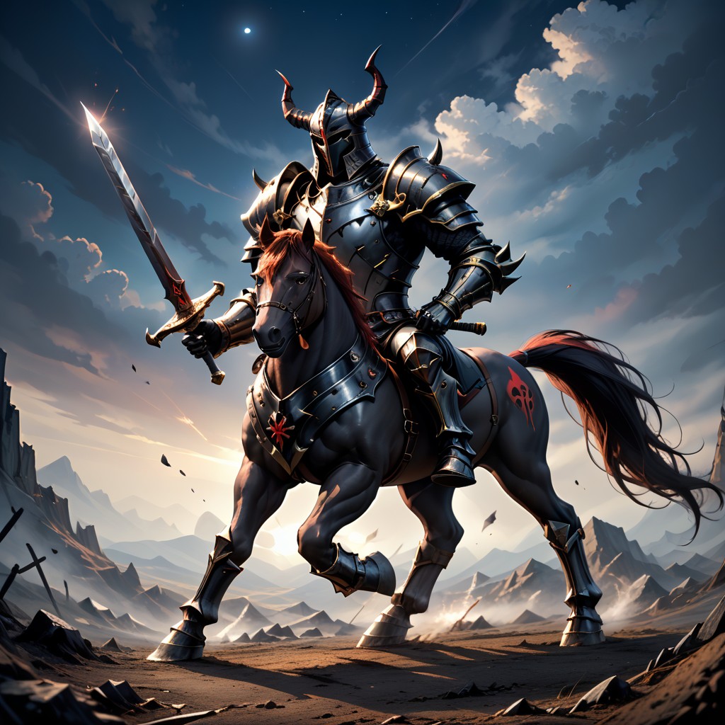 Helmet With Horns, Original Dread Knight From Homm, View From Afar AI Porn