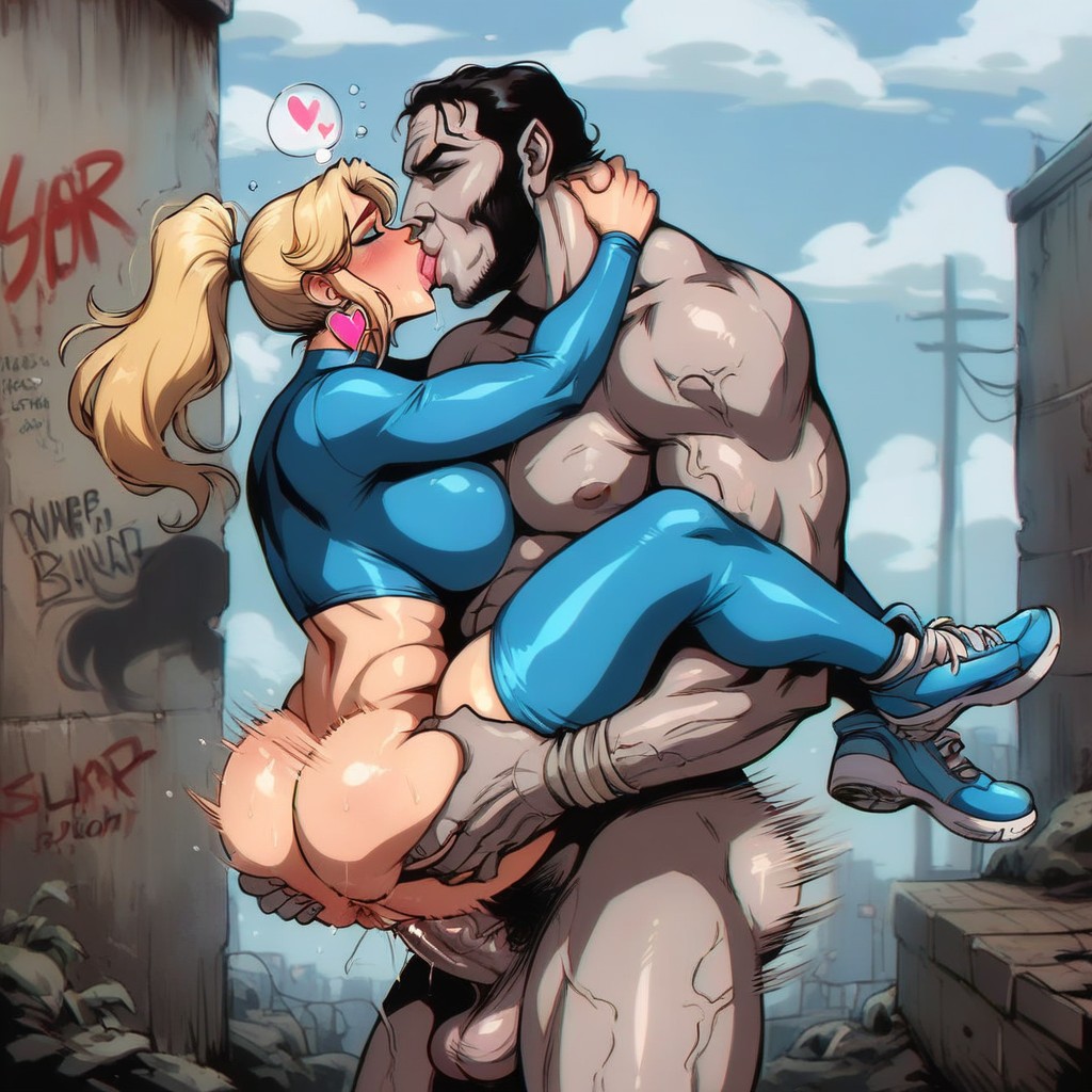 Saliva, Wall, Hug AI Porn