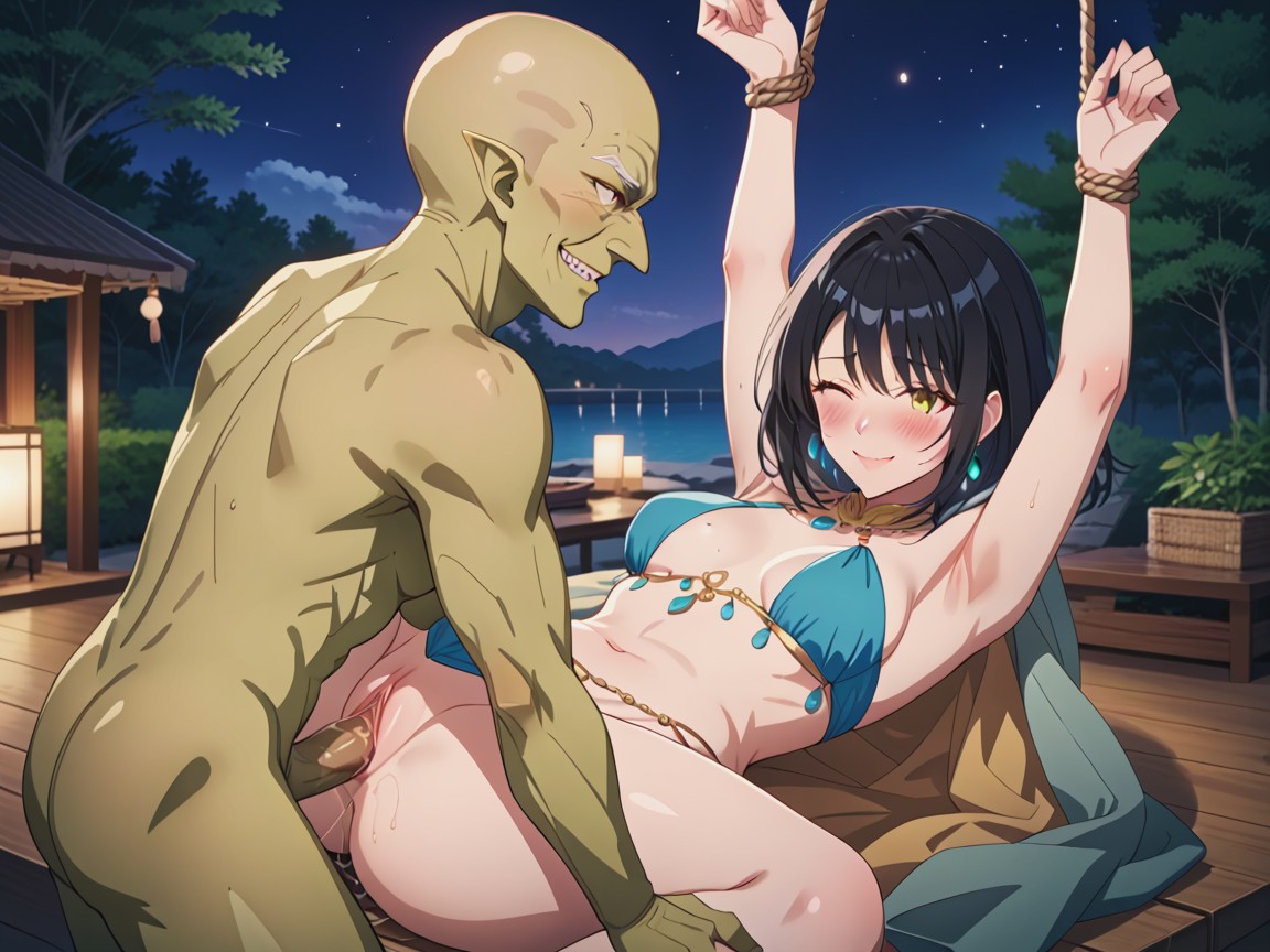 Yellow Cloth, Female Awkward Face, Full Body Hentai AI Porn