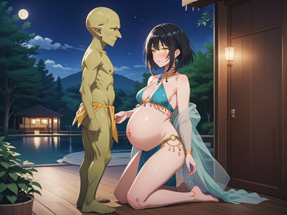 Skinny, Pregnant, Kneeling Hentai AI Porn