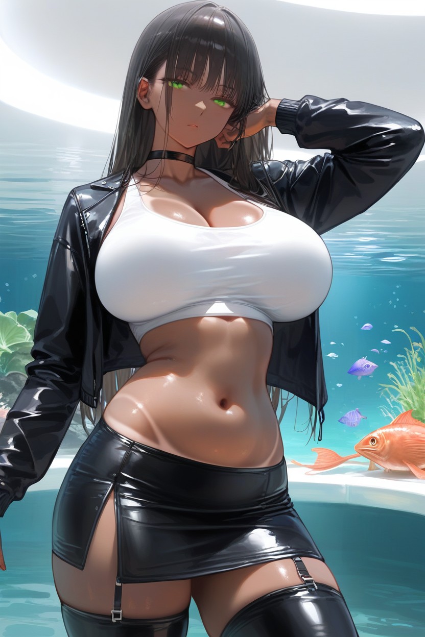 Skinny, Black Choker, Waist Shot AI Porn