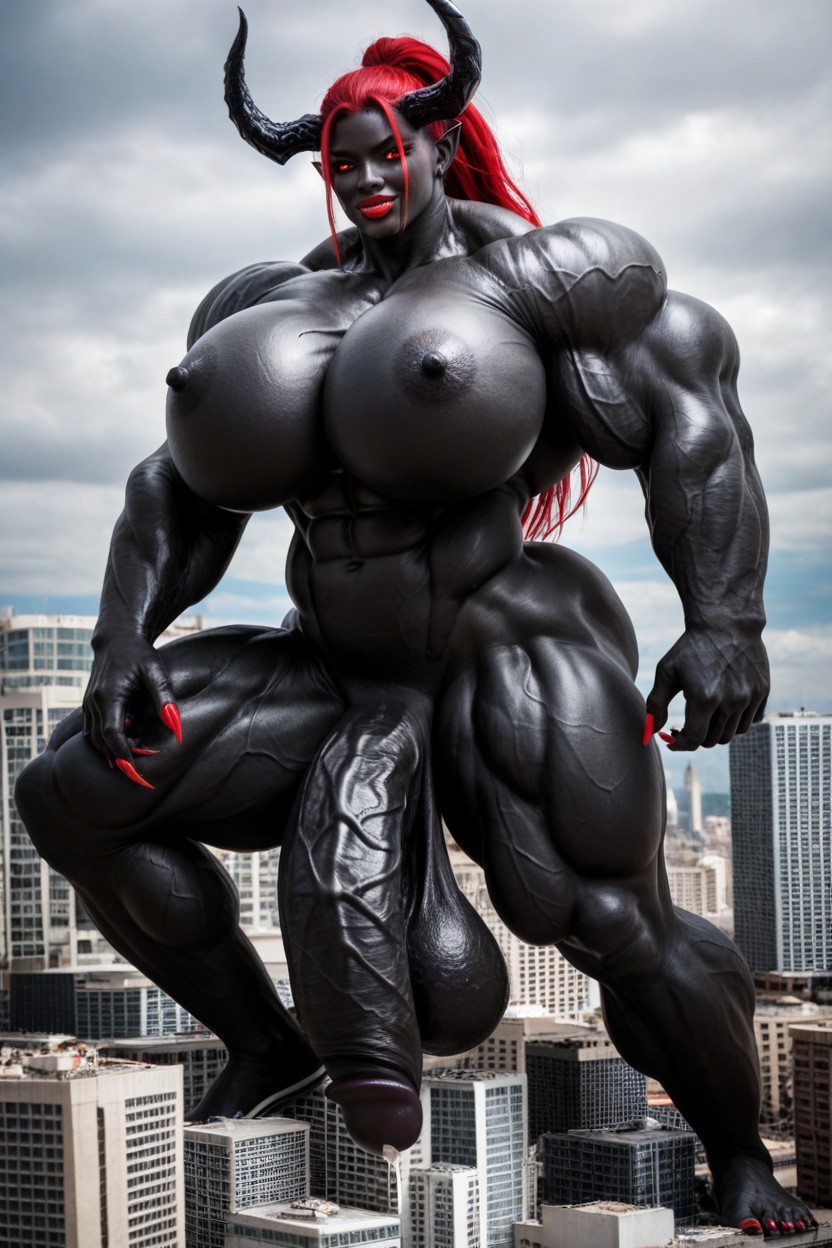 Gigantic Perfect Boobs, Higher Than City, Venom Futanari Shemale AI Porn