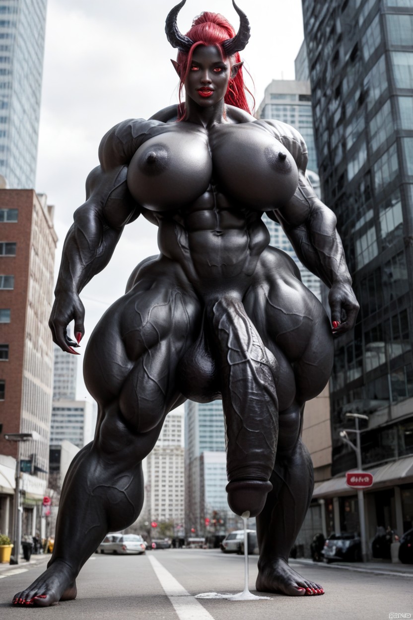 Giantess, Gigantic Perfect Boobs, City Shemale AI Porn