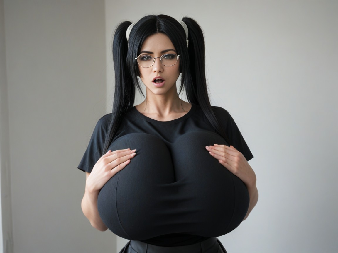 Ultra Huge Bubble Round Breast, Round Breast, Glasses AI Porn