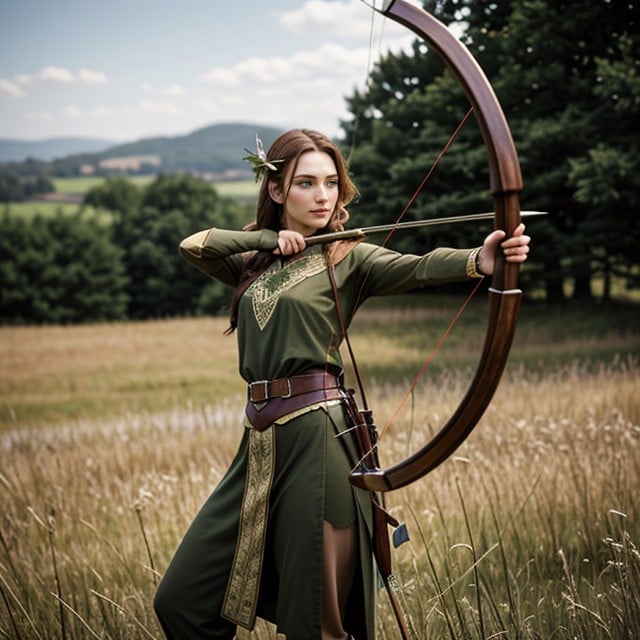Elf, View From Distance, Holding A Bow AI Porn