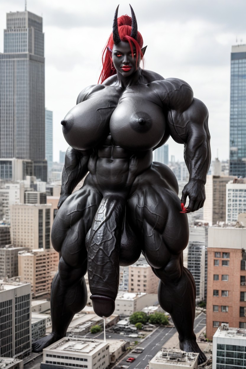 Black Barefoot, Impossibly Gigantic Black Cock, Gigantic Muscle Trapez Shemale AI Porn