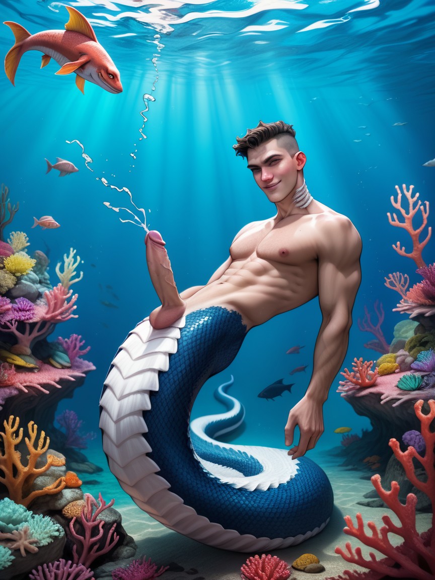 Floating, Twitching Penis, Floating On The Water AI Gay Porn