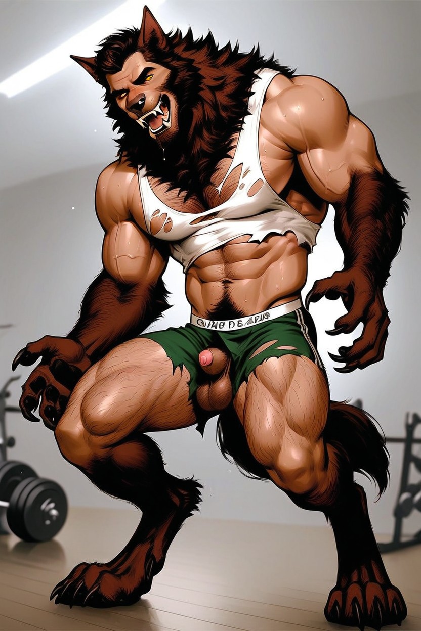 Huge Claw Hands, Muscular Upper Body And Muscular Chest With Thick Hair, 18+ AI Gay Porn