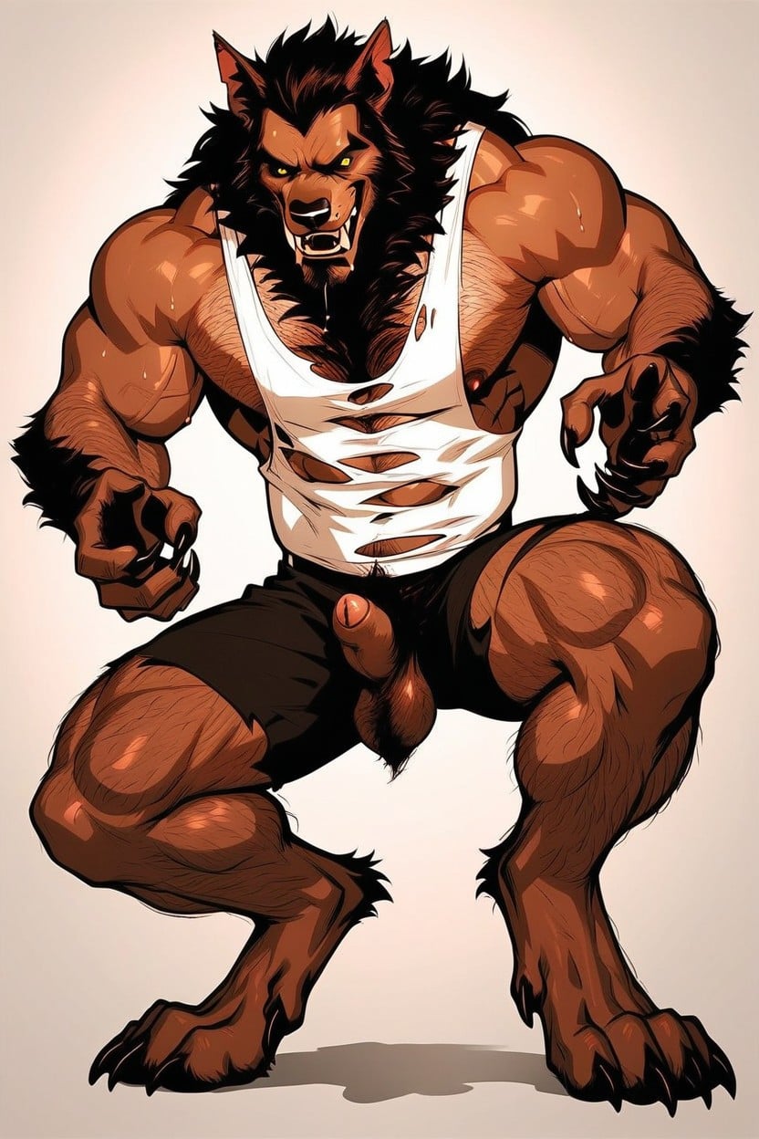 18+, Artwork Quality, The Werewolf Has Massive Broad Shoulders Porno IA Gay