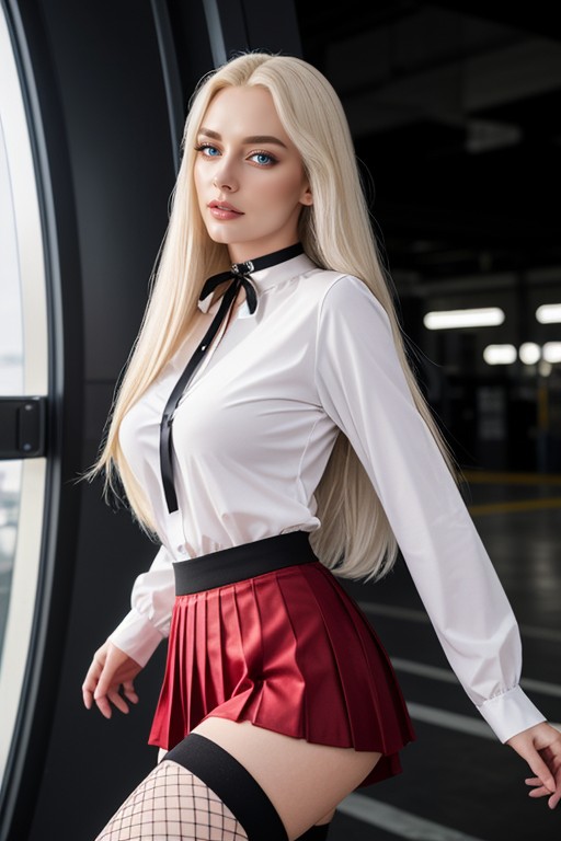 Red Shirt, Rounded Hips, Tight White AI Porn