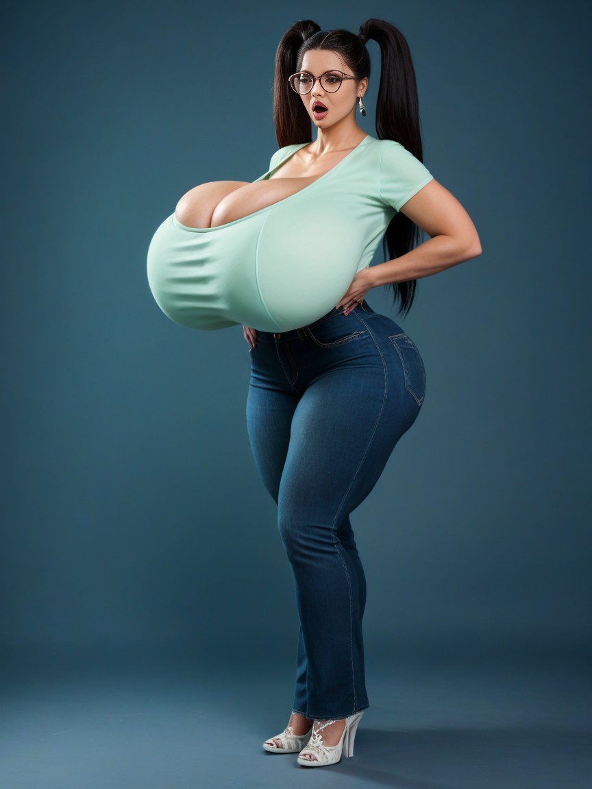 Bubble Boobs, Ultra Mega Huge Big Boobs, Giant Fake Round Bimbo Tits AI Porn